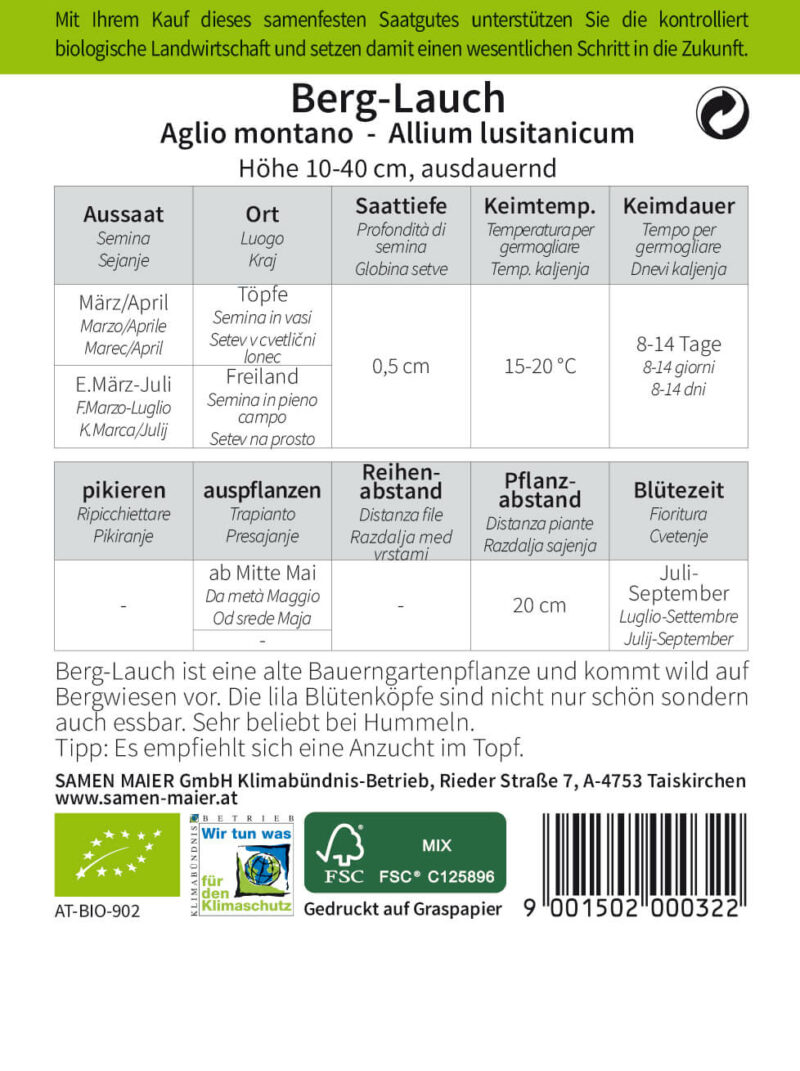 BIO Wildblumen - Berg-Lauch – Bild 2
