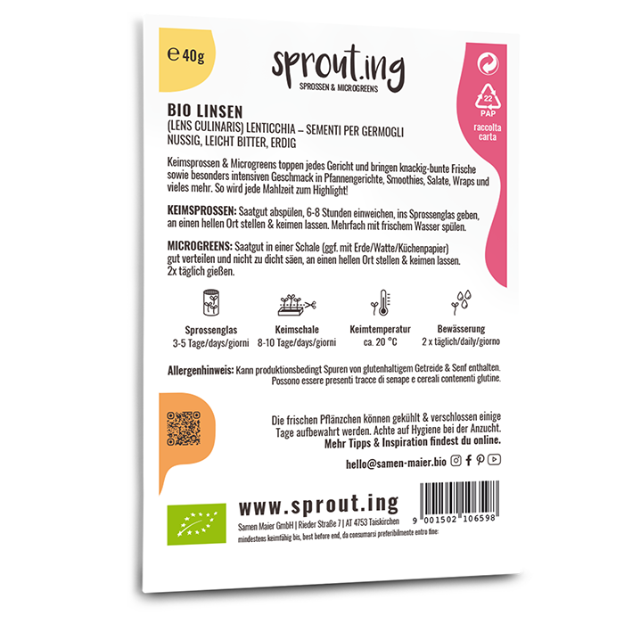 BIO Sprossen / Microgreens Linsen