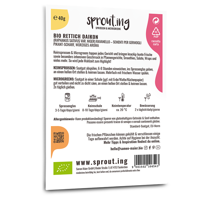 BIO Sprossen / Microgreens Rettich Daikon